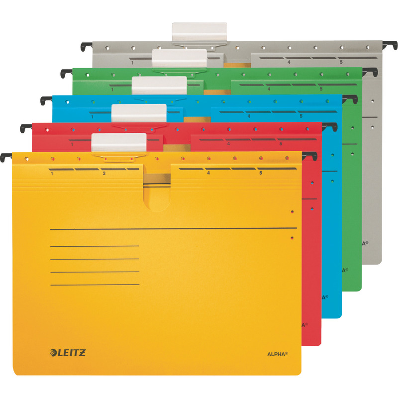 LEITZ Color-Hängehefter Alpha 1984, 1 Abheftvorrichtung, Rechtsheftung, Pack: 5 Stück - grün LEITZ Color-Hängehefter Alpha 1984, 1 Abheftvorrichtung, Rechtsheftung, Pack: 5 Stück - grün