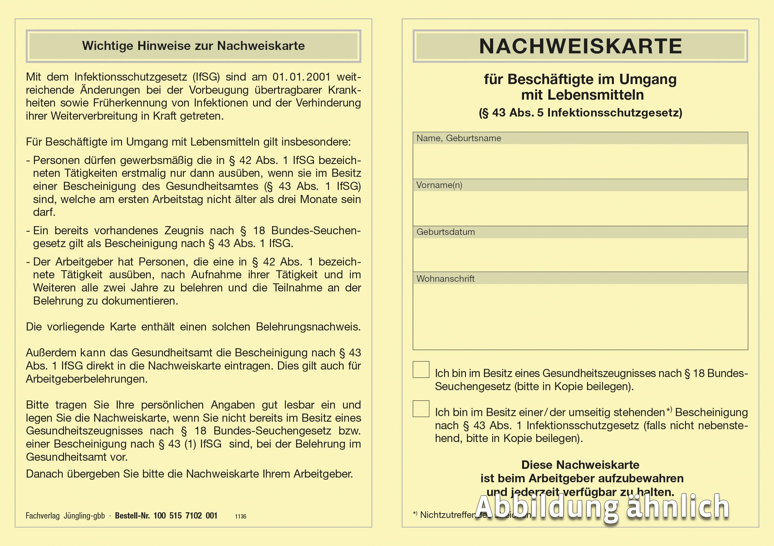 Nachweiskarte für Lebensmittel-Beschäftigte