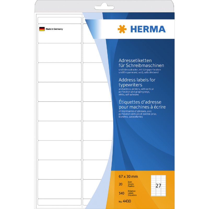 HERMA Etiketten 4430, B x H: 67 x 30 mm, Adress Bogen