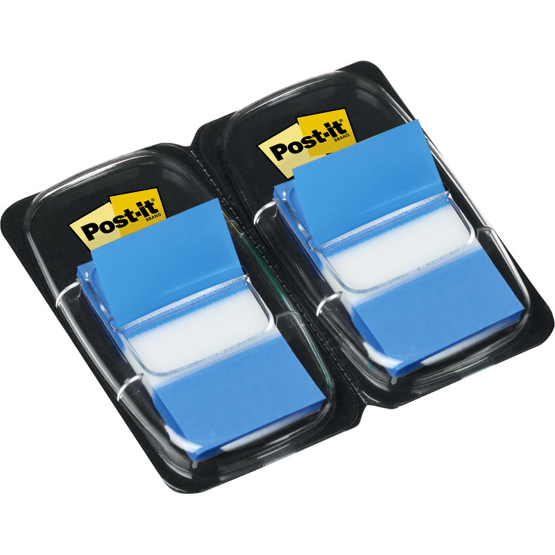 Post-it® Index Haftstreifen, Standard 680, 25.4 mm x 43.2 mm, Packung: 2 Stück a´50 Stück - blau