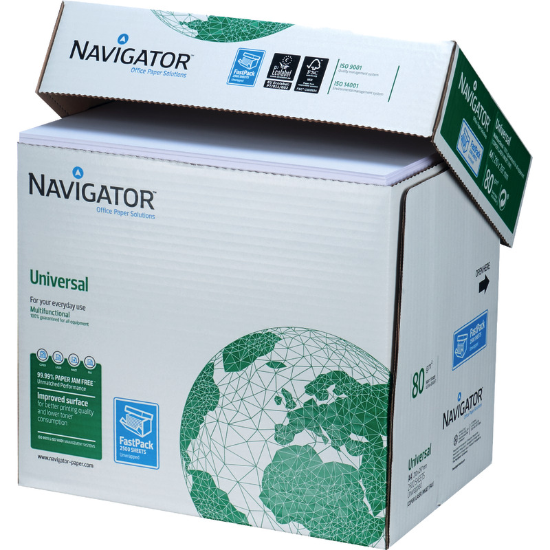 NAVIGATOR Kopierpapier UNIVERSAL, DIN A4,  80 g/m², Öko-Box: 2.500 Blatt - weiß