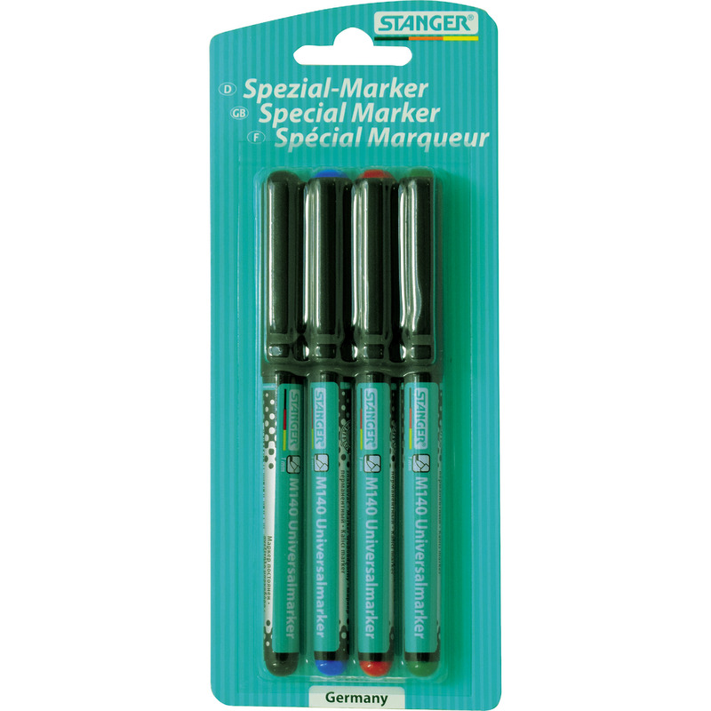 STANGER Permanentmarker M140 universal, 4er Etui farbsortiert