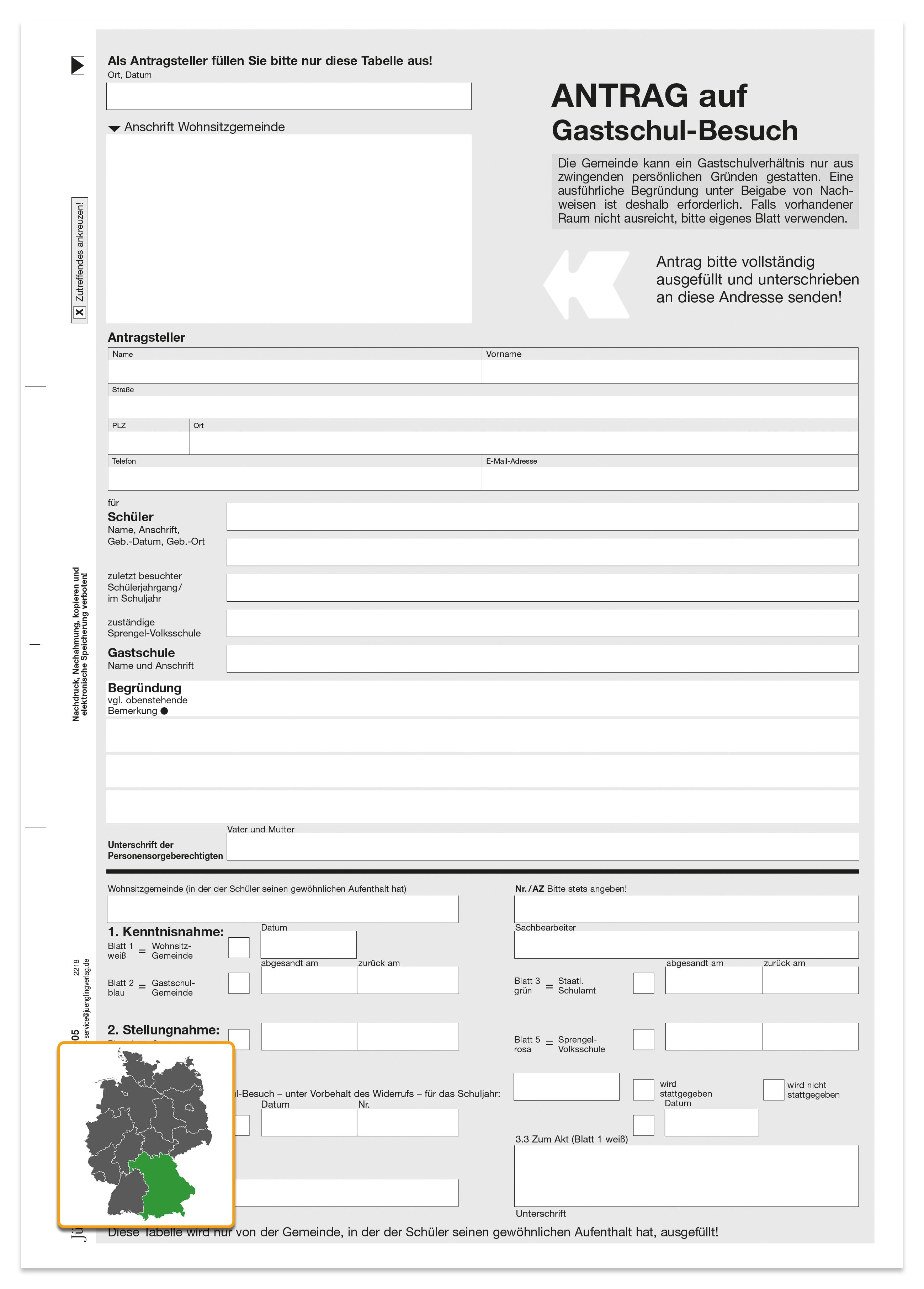 Antrag Gastschul-Besuch, 5-fach, A4