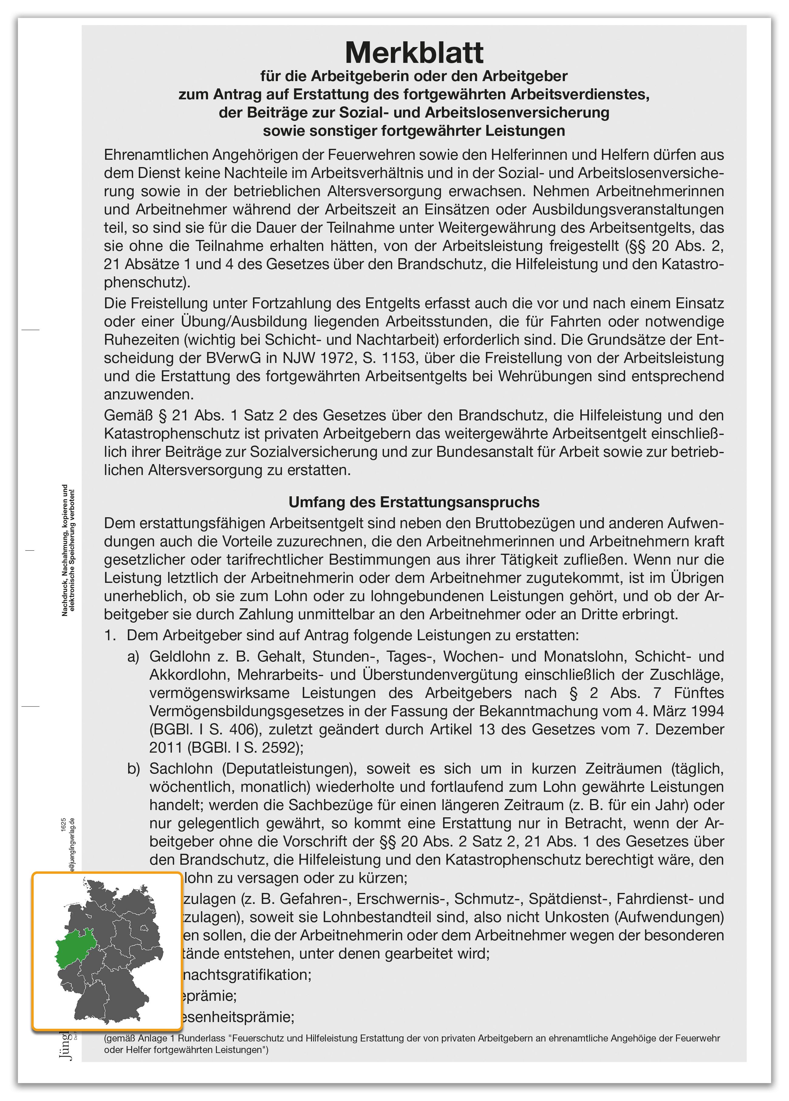 Merkblatt für den Arbeitgeber Erstattung fortgewährten Arbeitsentgelts - BHKG (NW)