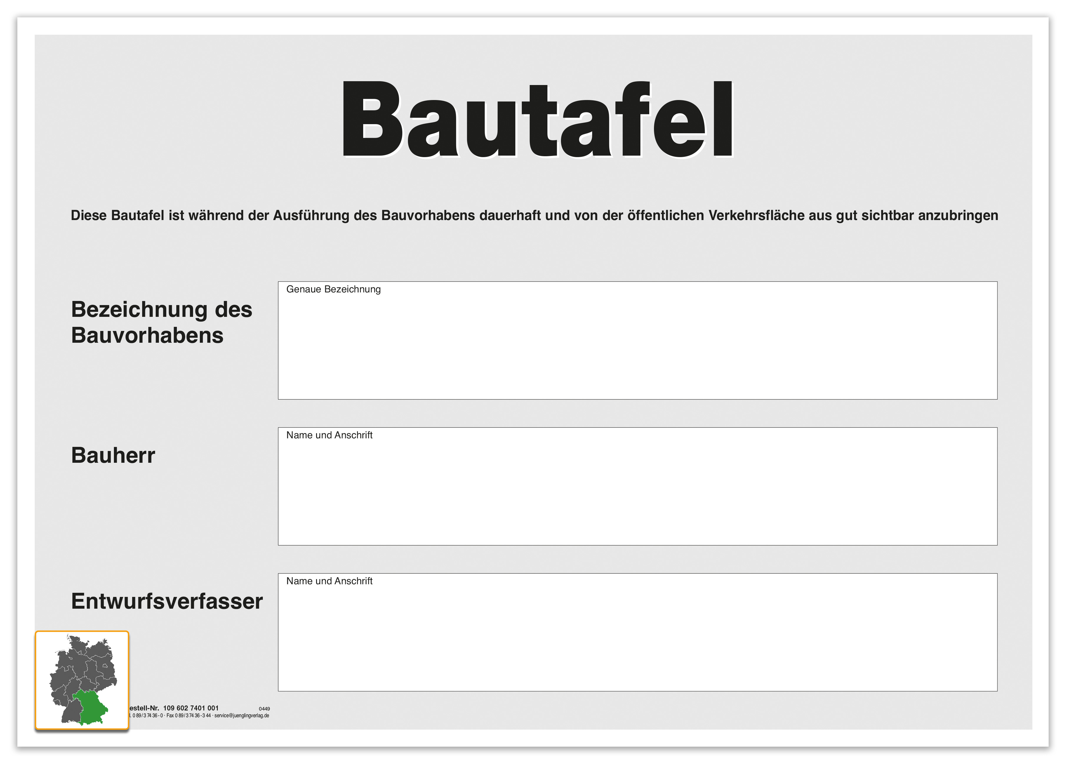 Bautafel, A4 Karton