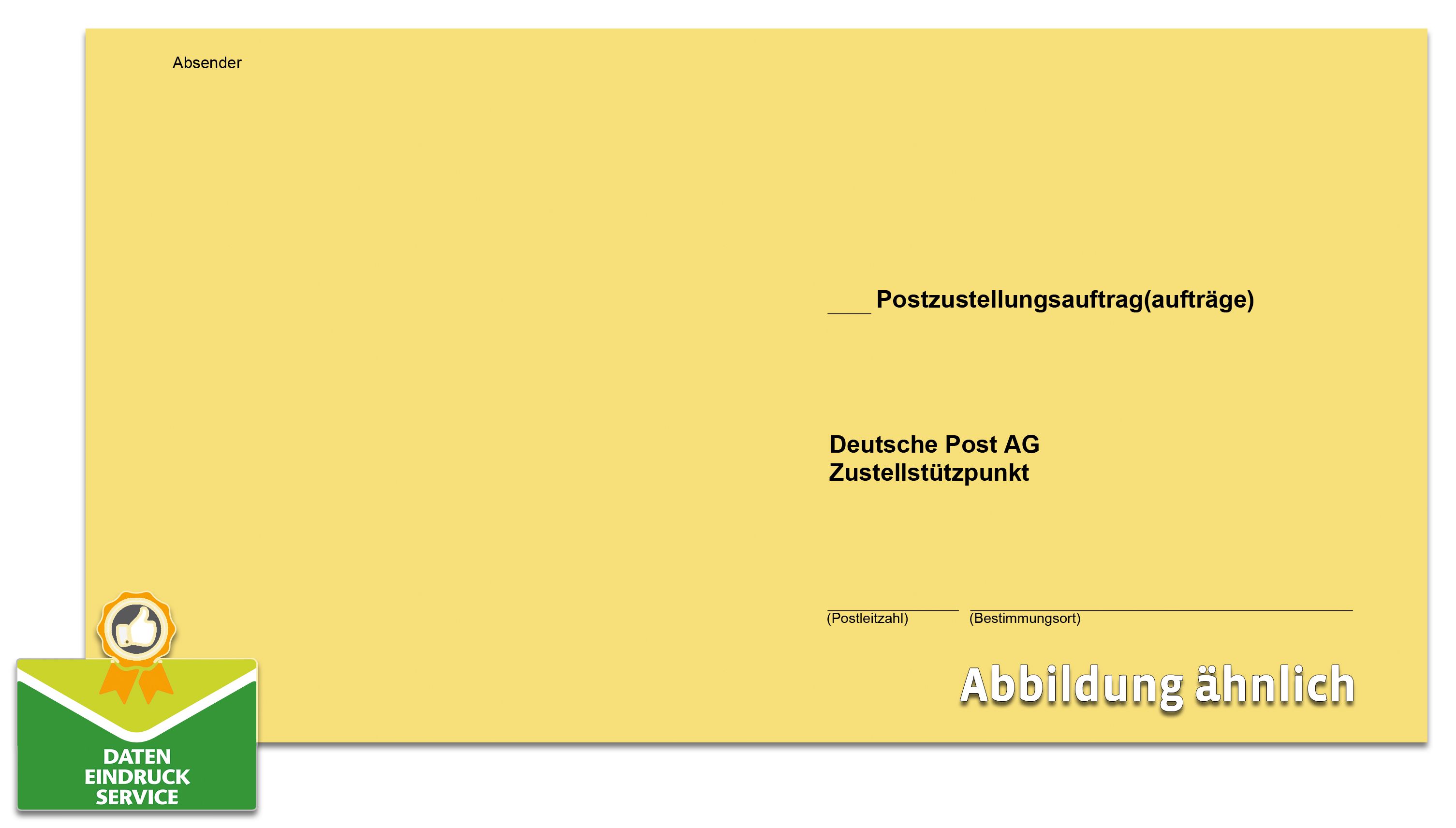 Zustellungsauftrag: Förmliche Zustellung: Äußerer Umschlag, haftklebend, 125 x 235 mm, Deutsche Post AG