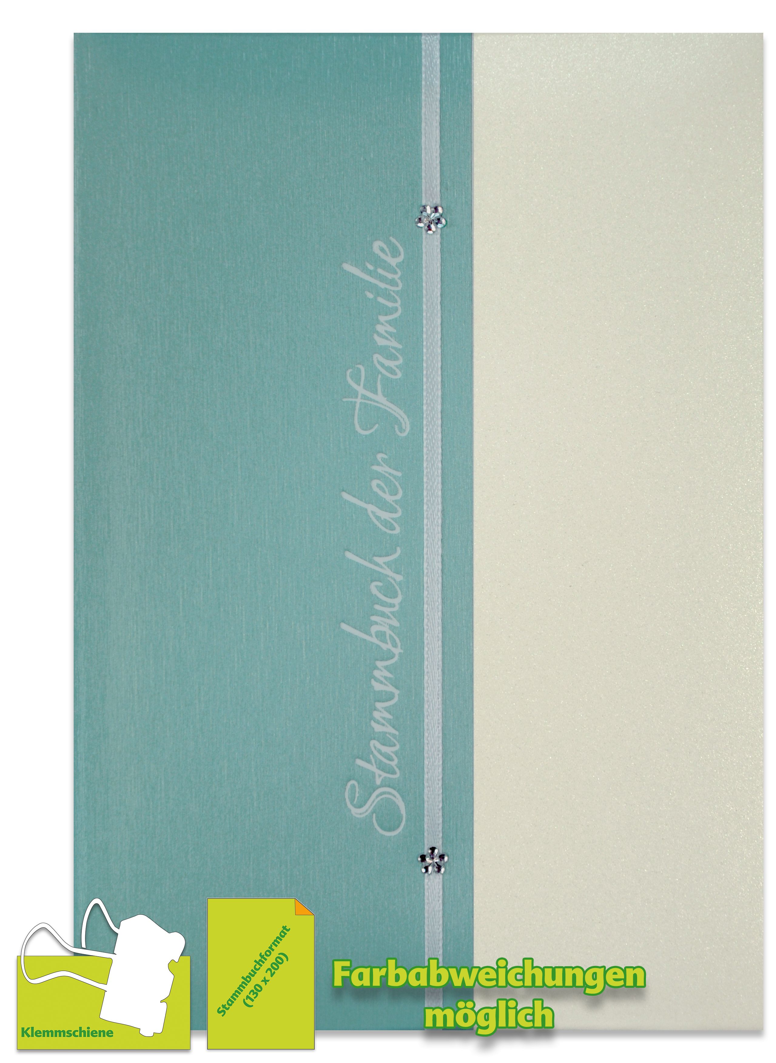 Stammbuch SEYCHELLEN mit Klemmschiene, türkis/weiß