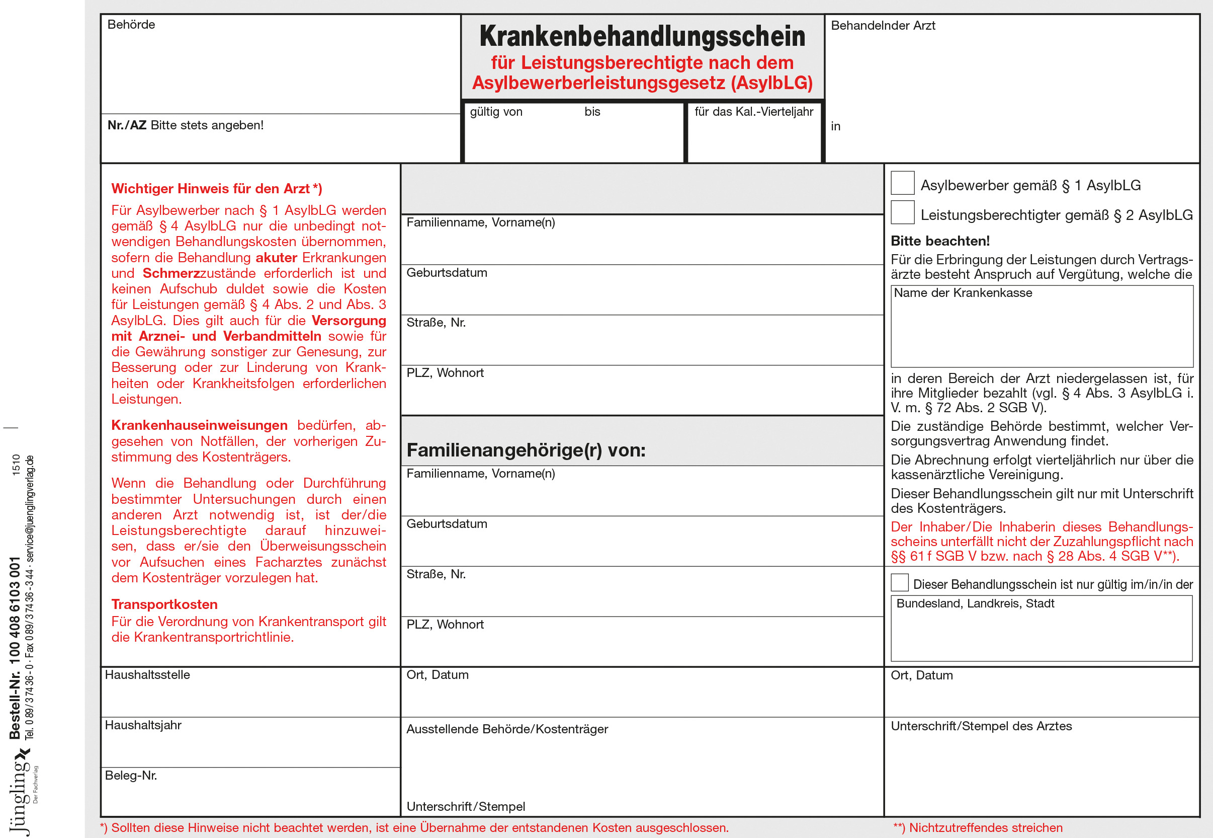 Krankenbehandlungsschein § 4 AsylbLG, A5