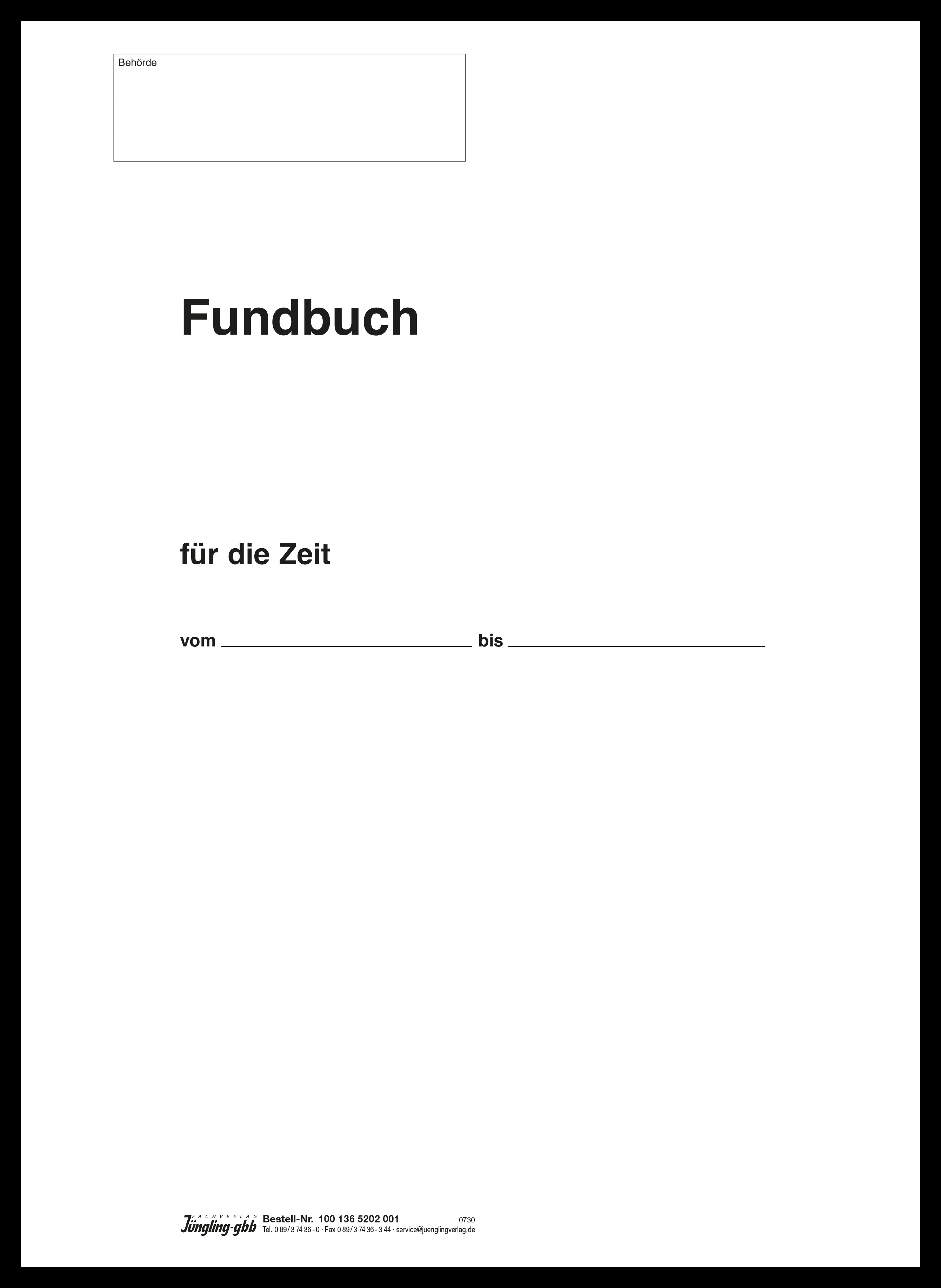 Fundbuch - Titelbogen, A4, 4-seitig