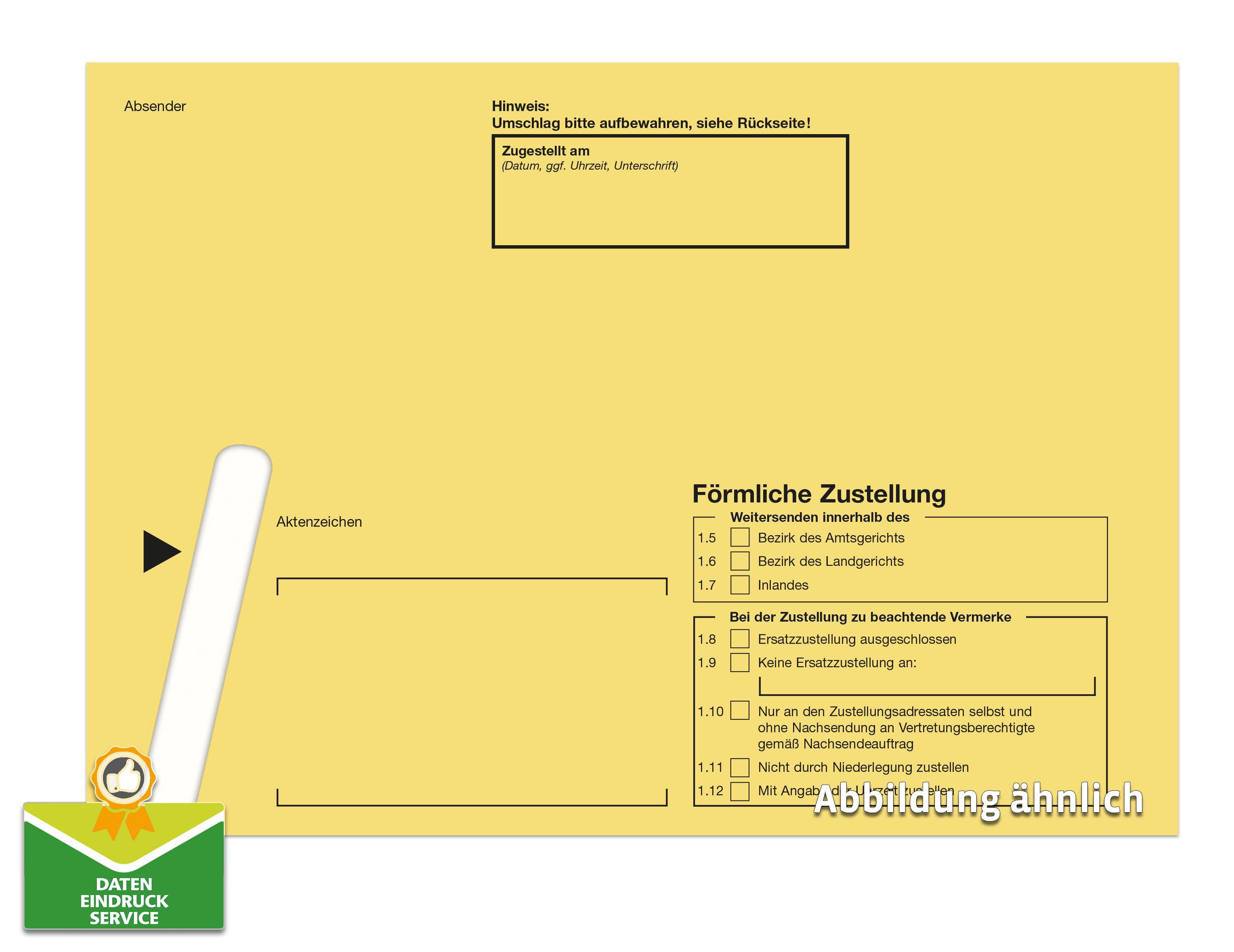 Förmliche Zustellung: Innerer Umschlag, ohne Fenster, nassklebend, DIN C5