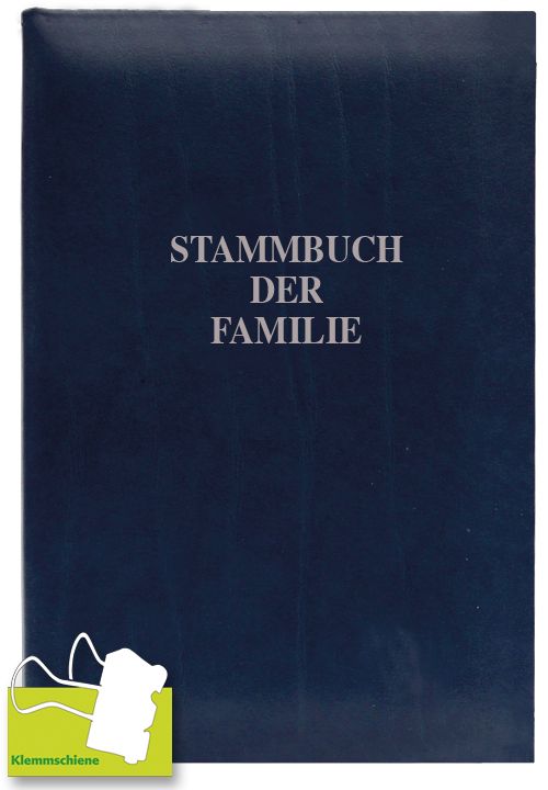 Stammbuch Lederstruktur blau, Farbe: dunkelblau, Klemmschiene, (Seriennummer 8000239) 