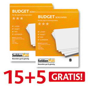 15 + 5 GRATIS! 20 Pack SoldanPlus Büropapier BUDGET, DIN A4, 80 g/m², Pack: 500 Blatt