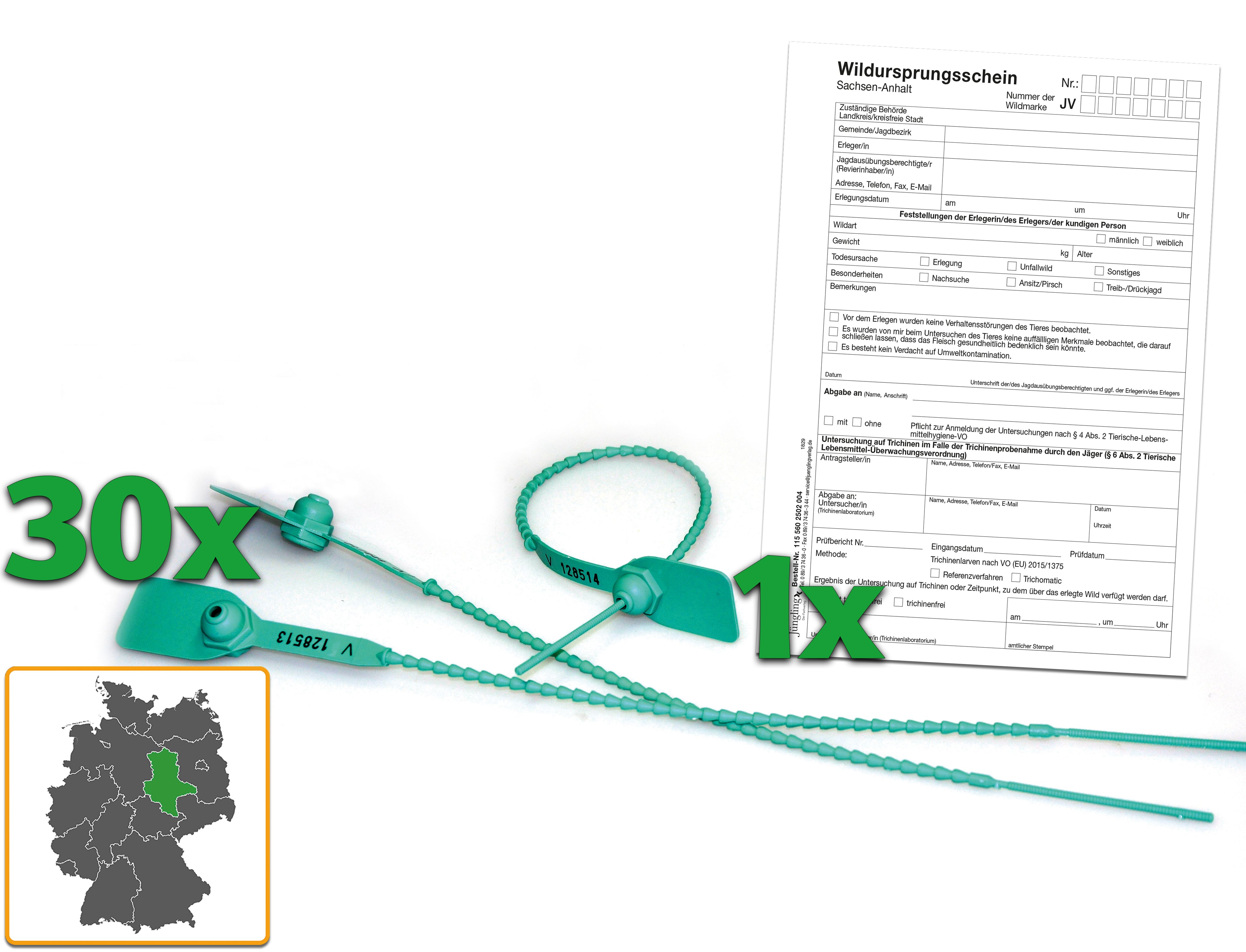 Starterpaket: Wildursprungsschein mit Wildmarken