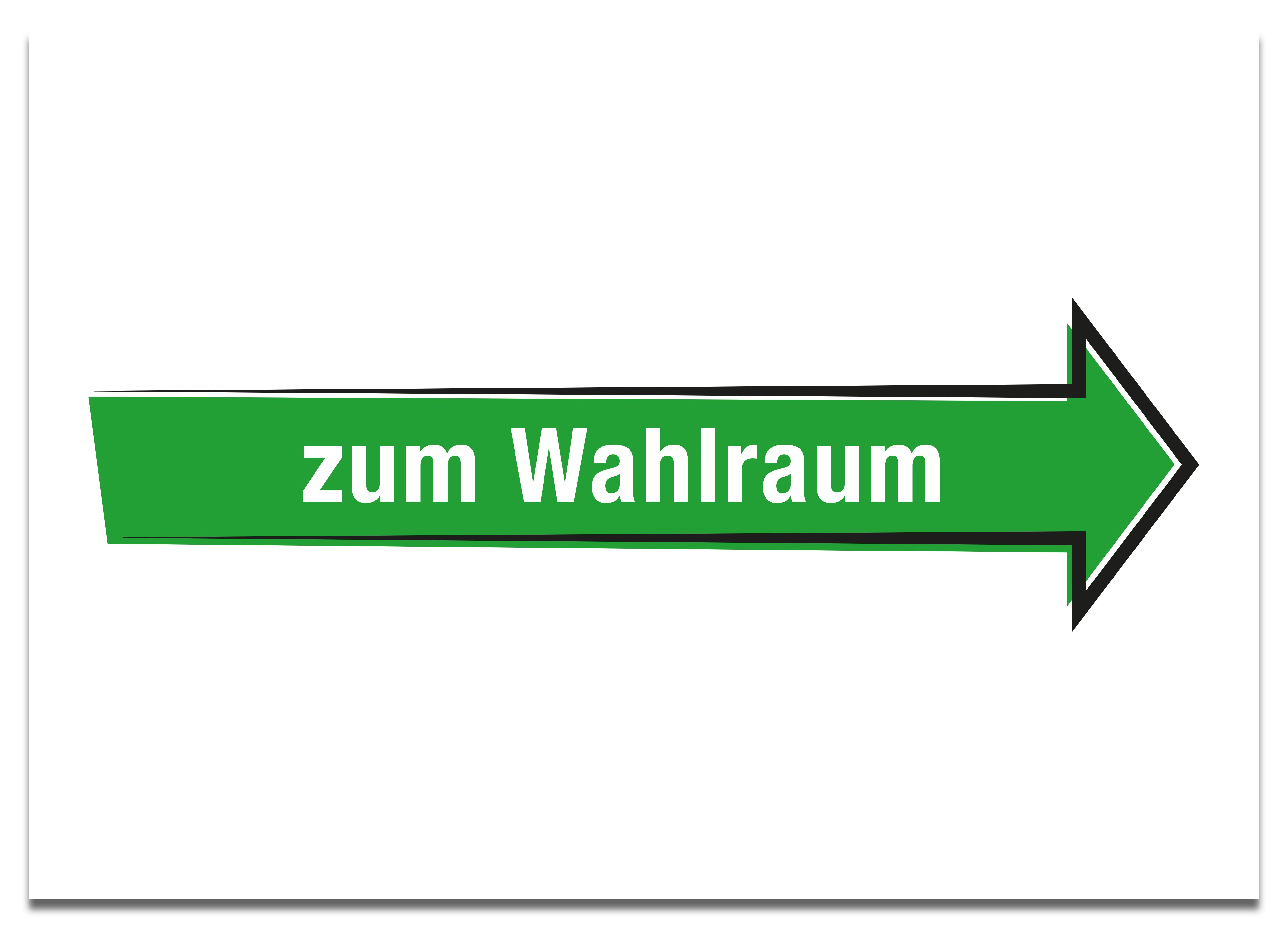 Plakat zum Wahlraum (Pfeil rechts) A3, farbig