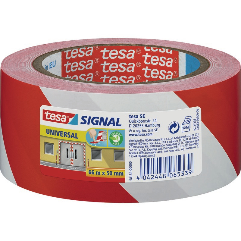 tesa® Markierungsklebeband, 50 mm x 60 m, rot/weiß