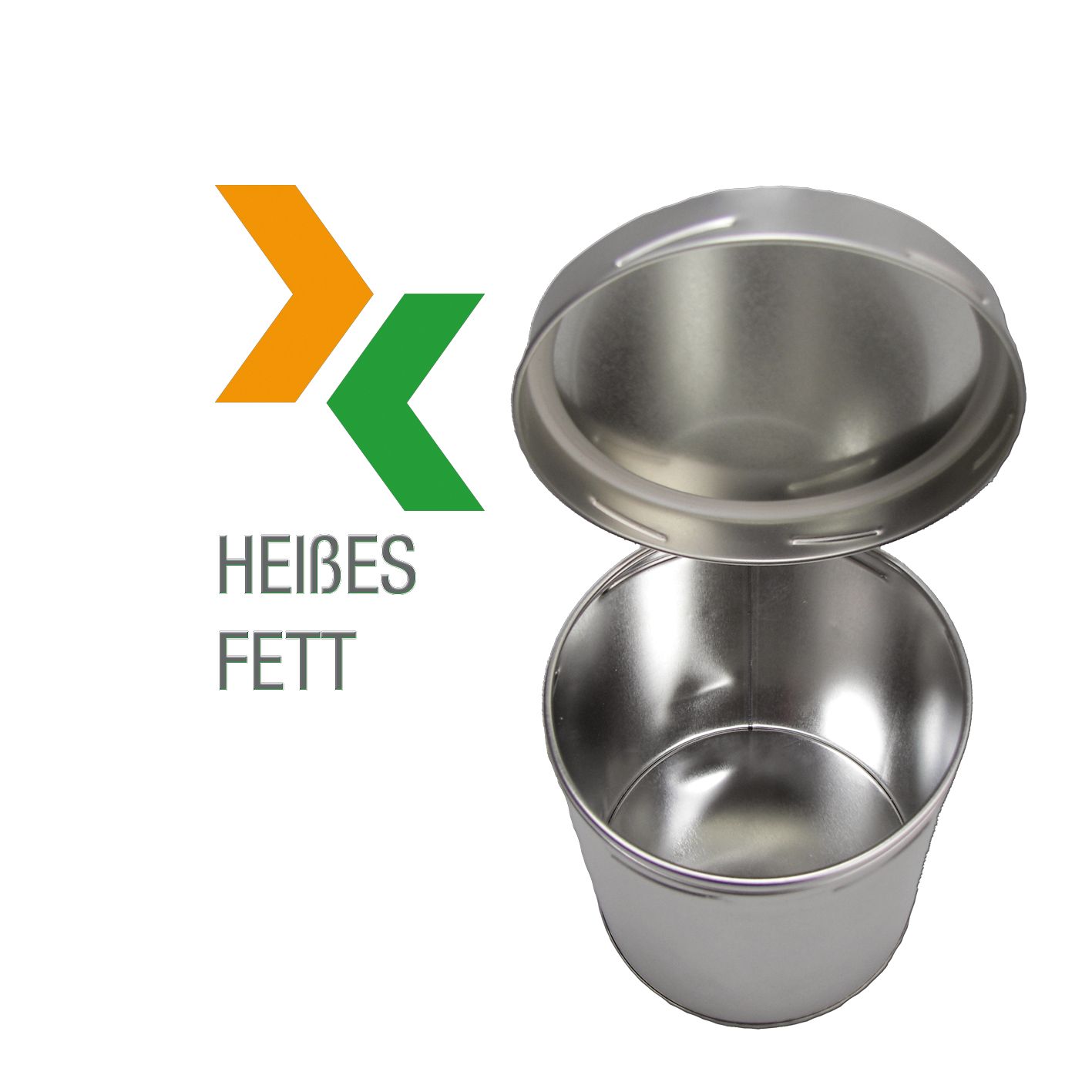 Set - Frittierfettdose mit Schraubverschluss und Aufklebern für 750 ml