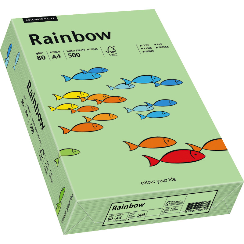 PAPYRUS  Kopierpapier Rainbow COLOURED PAPER, DIN A4, 80 g/m², Pack: 500 Blatt - mittelgrün