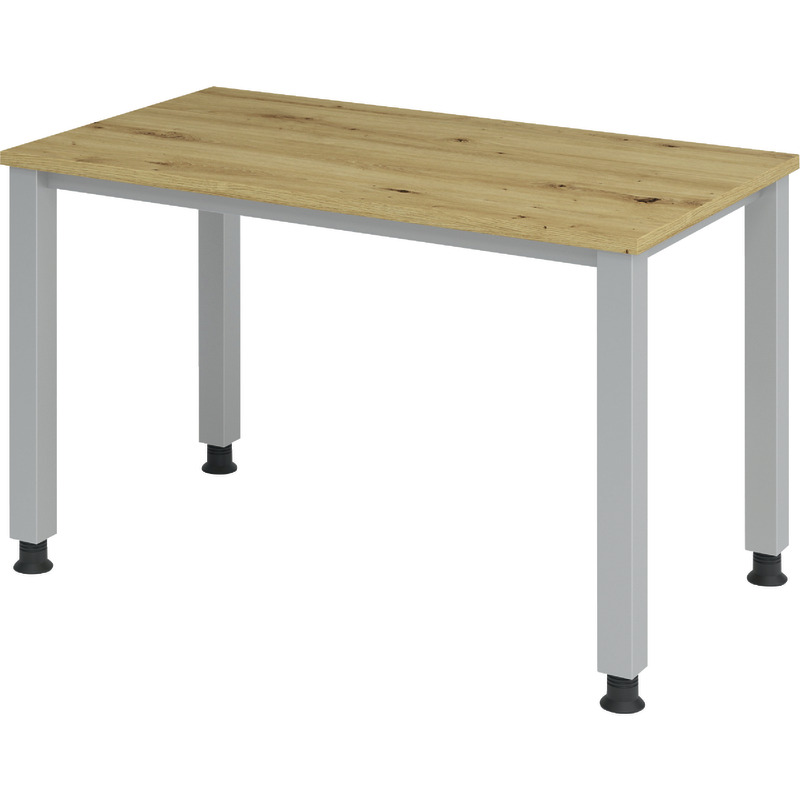 SoldanOffice Schreibtisch 4 Fuß-4-Kant, Serie Q, 1.200 x 670 mm - asteiche