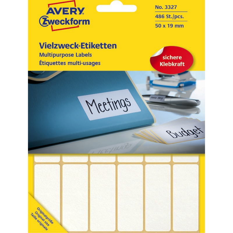 AVERY® Zweckform Universal-Etiketten 3327, B x H: 50 x 19 mm, Pack: 486 Stück