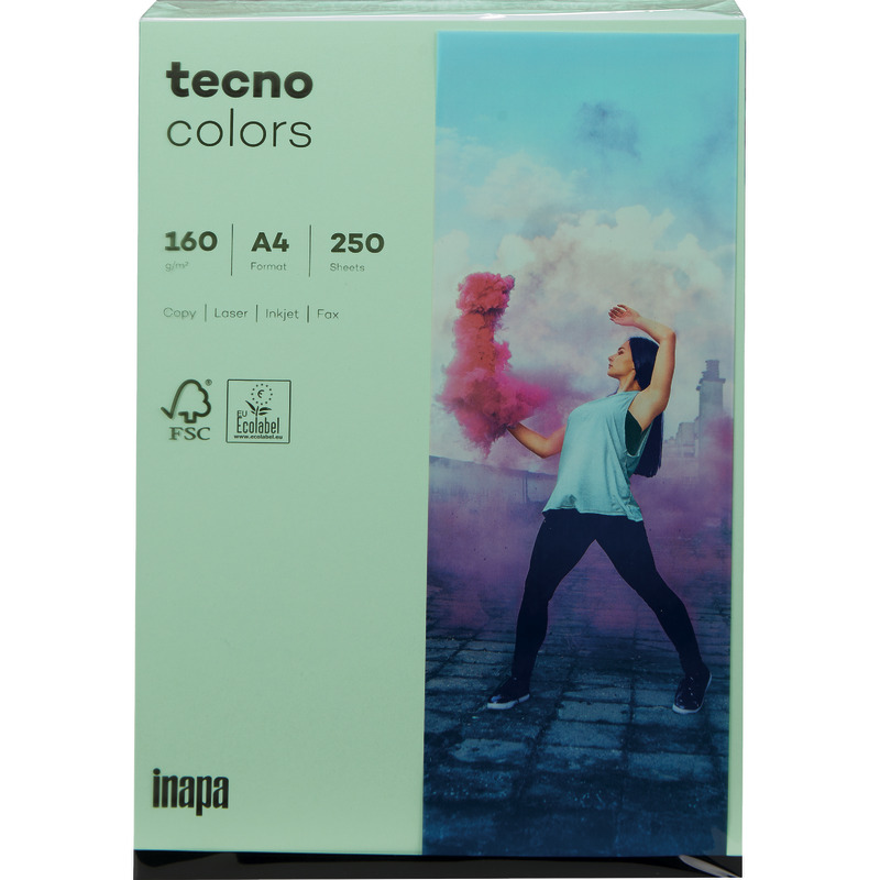 Kopierpapier tecno® colors, DIN A4, 160 g/m², Pack: 250 Blatt - mittelgrün Kopierpapier tecno® colors, DIN A4, 160 g/m², Pack: 250 Blatt - mittelgrün