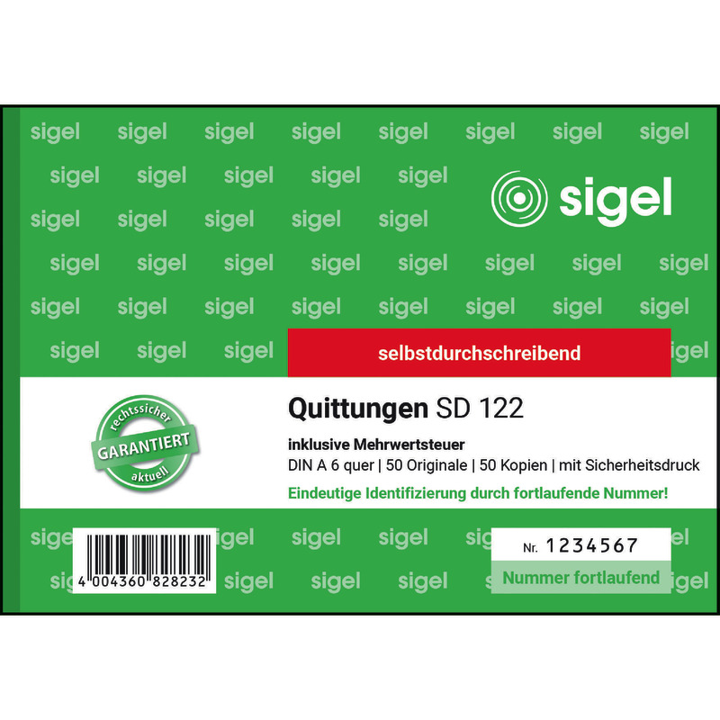 sigel Quittungsblock SD122, inkl. MwSt.