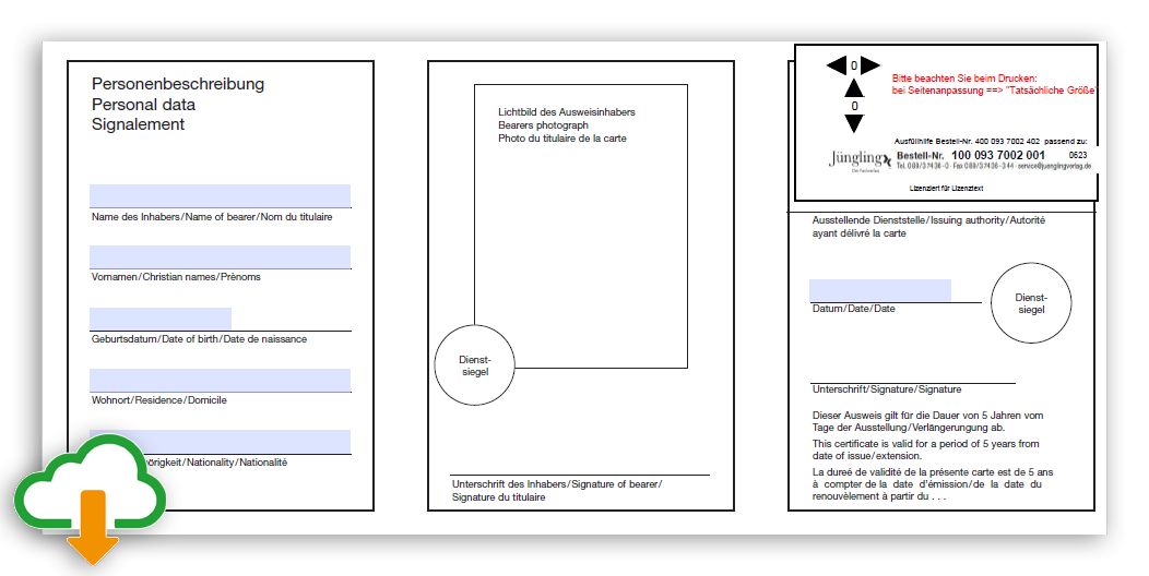 PDF Ausfüllhilfe für Dienstausweis Katastrophenschutz, DIN lang