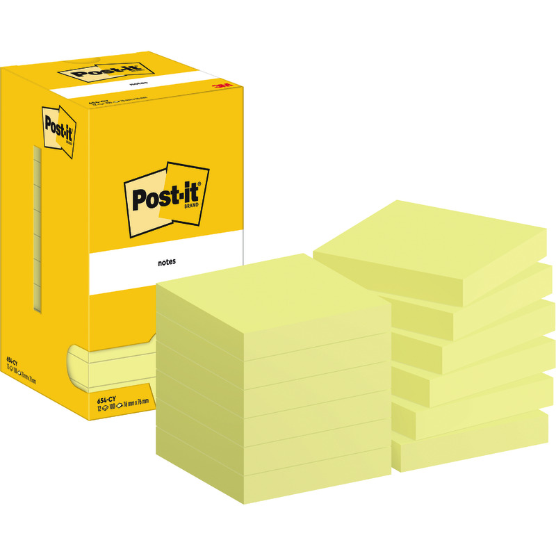 Post-it® Haftnotizen 76 x 76 mm, gelb, 12 Blöcke