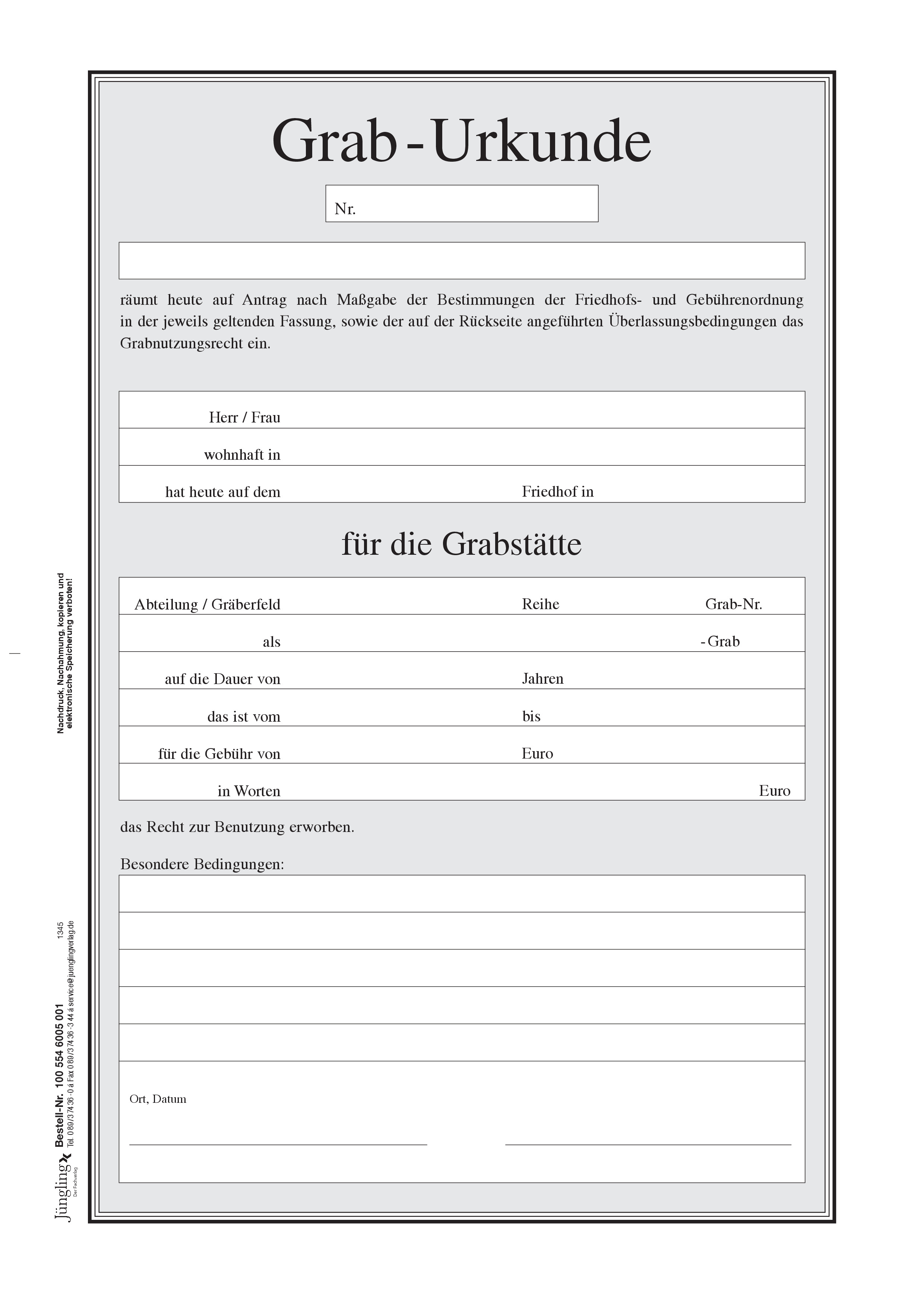 Graburkunde A4
