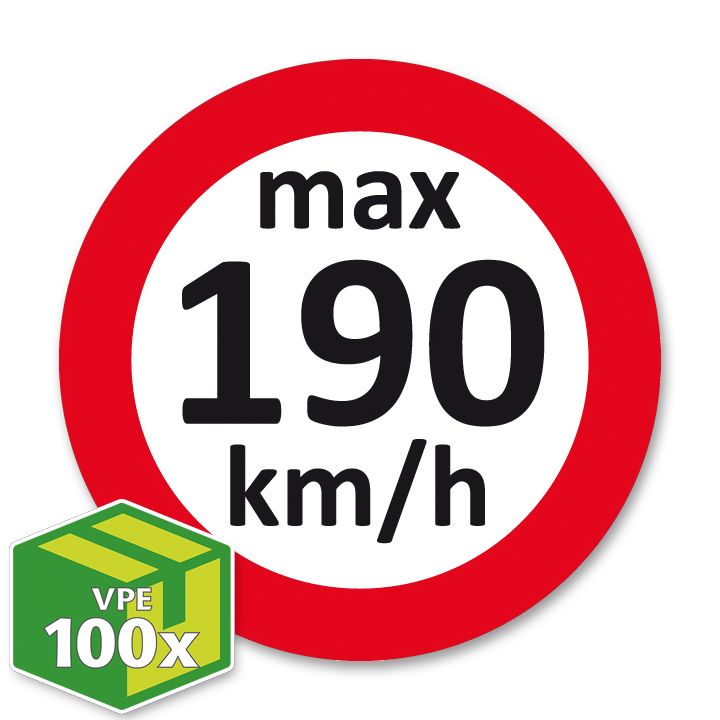 Geschwindigkeitsaufkleber für den Fahrzeuginnenraum max 190 km/h