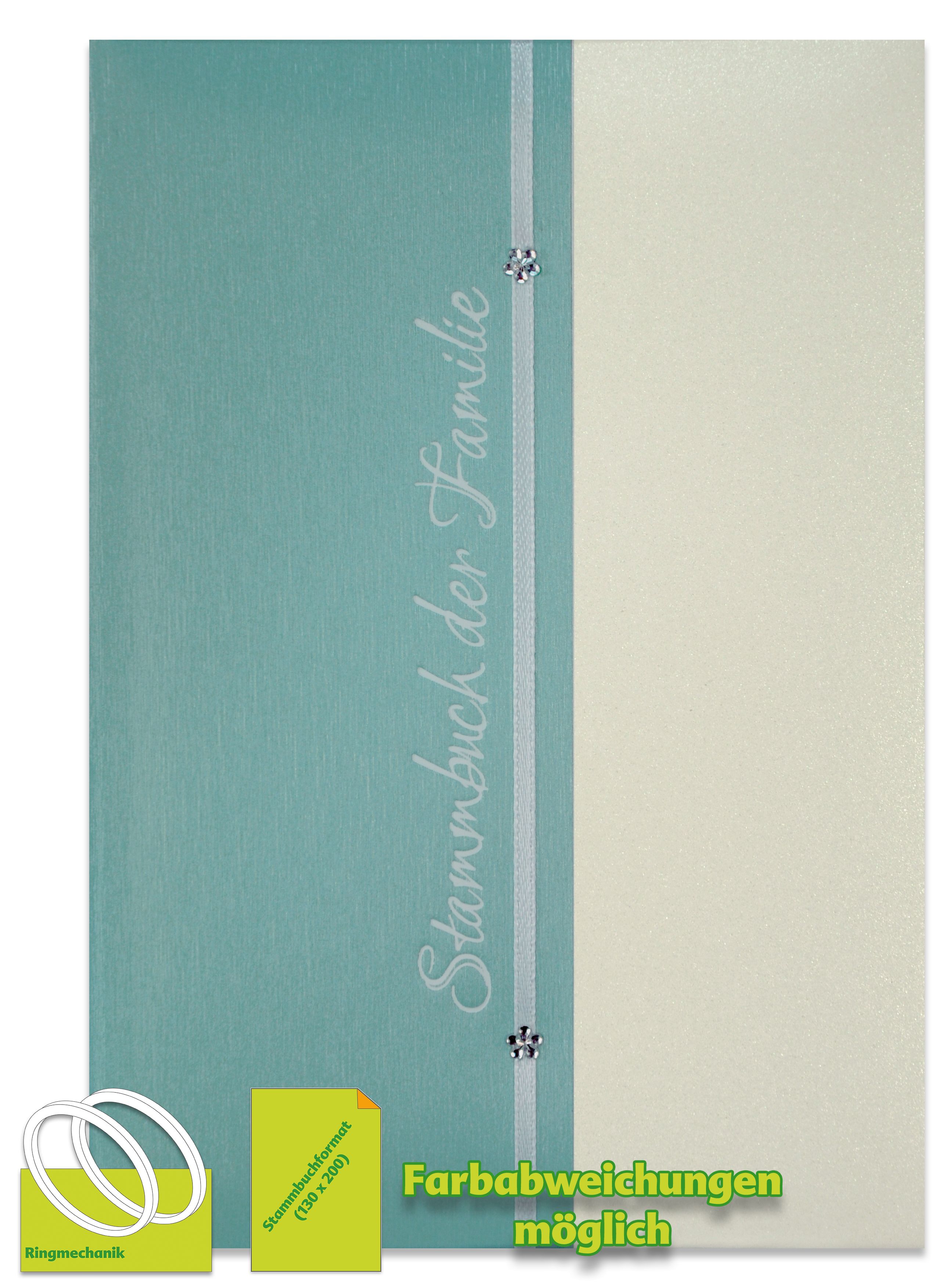 Stammbuch SEYCHELLEN, Türkis/Weiß, Ringmechanik