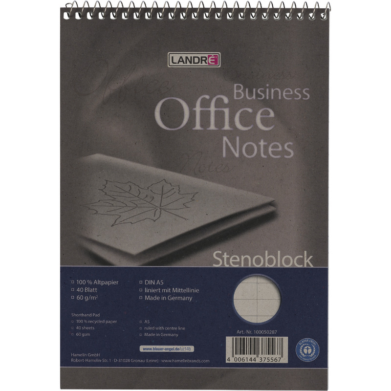 LANDRE Steno-Block, DIN A5, Recyclingpapier