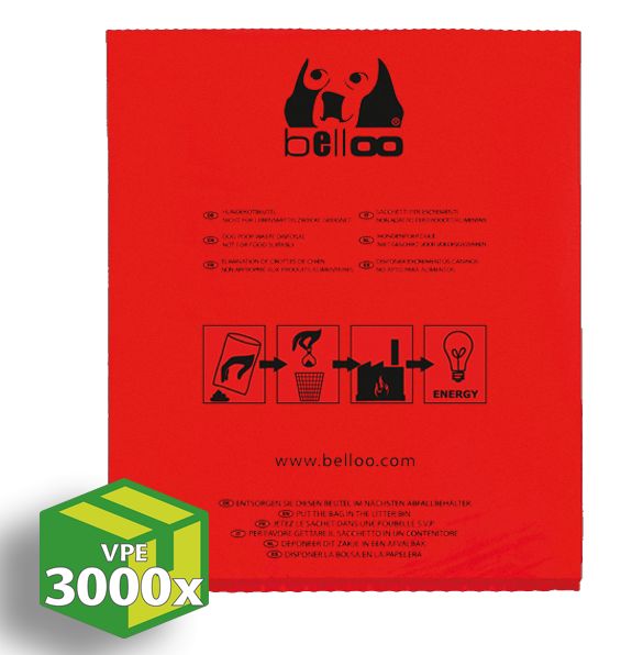 Hundekotbeutel breit (A530.02) MDPE Recyclingmaterial, rot mit Aufdruck