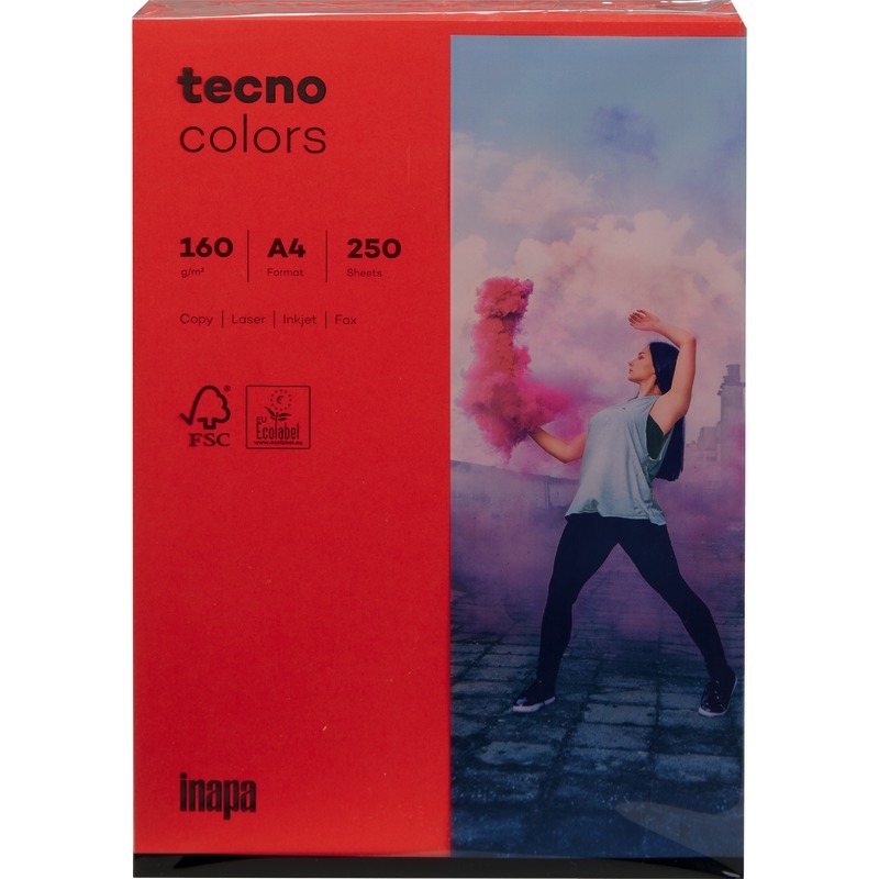 Kopierpapier tecno® colors, DIN A4, 160 g/m², Pack: 250 Blatt - intensivrot