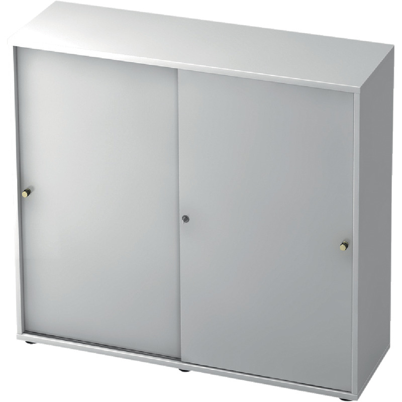 SoldanOffice Schiebetürenschrank PROFI, 3 Ordnerhöhen, B x H x T: 1.200 x 1.143 x 420 mm - weiß