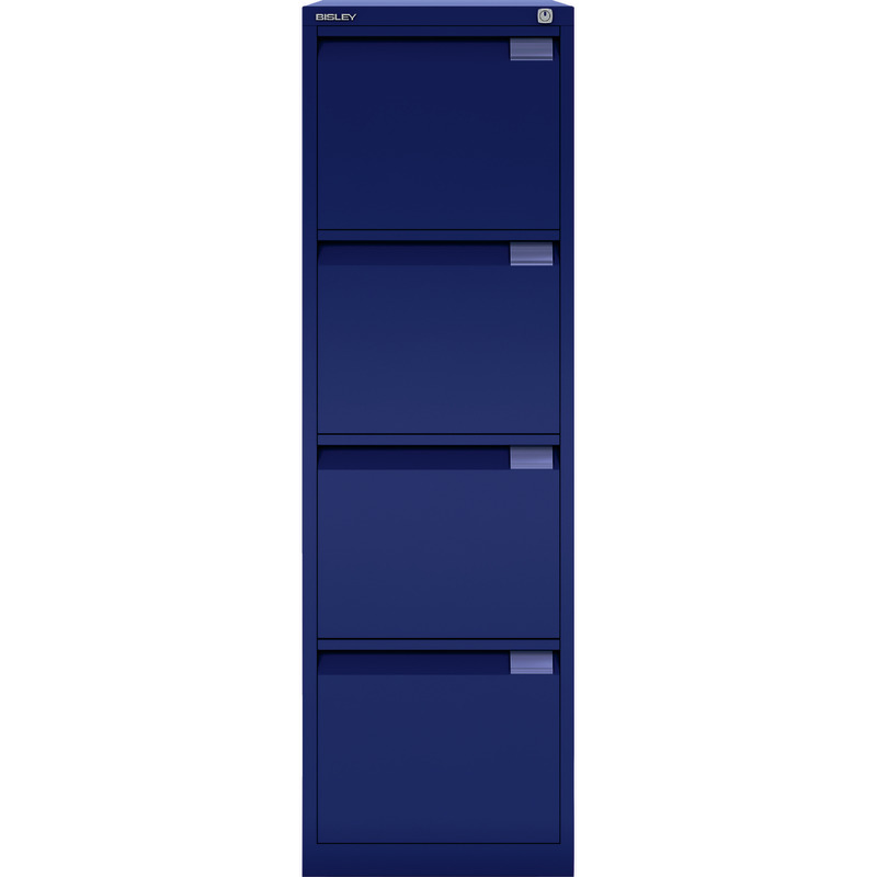 BISLEY Hängeregistraturschränke, einbahnig, 4 Schubladen - blau
