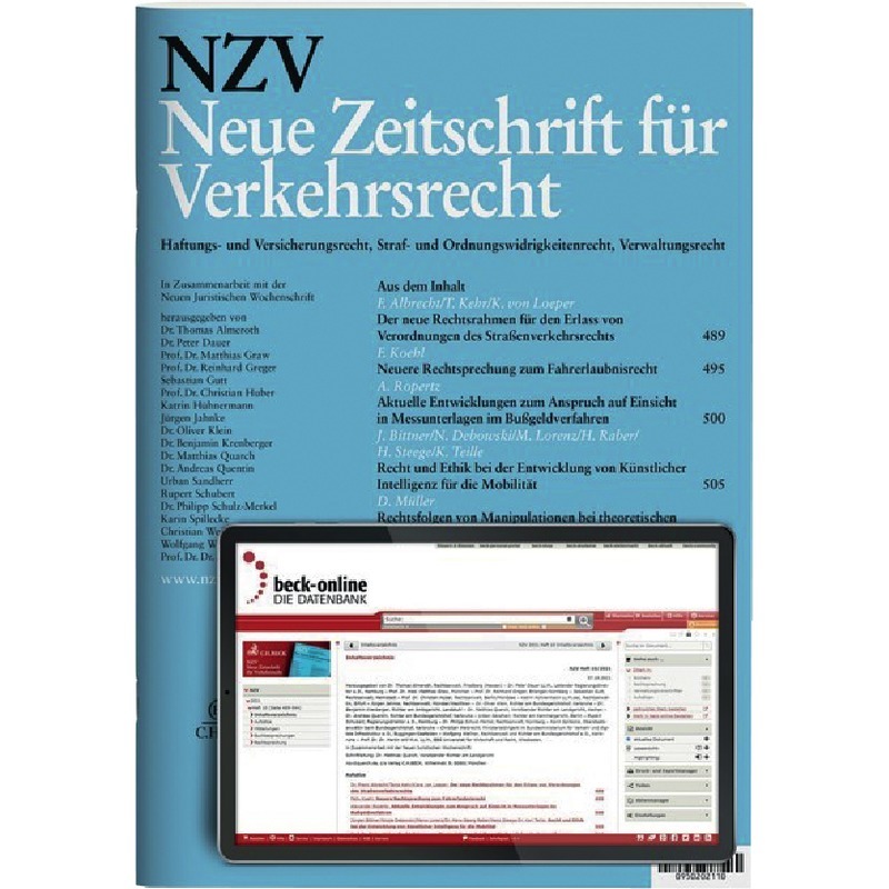 NZV - Neue Zeitschrift für Verkehrsrecht  - Abonnement NZV - Neue Zeitschrift für Verkehrsrecht  - Abonnement