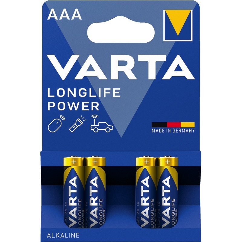 VARTA Batterien Alkaline LONGLIFE Power, AAA Micro LR03, 1, 5 V, Packung: 4 Stück