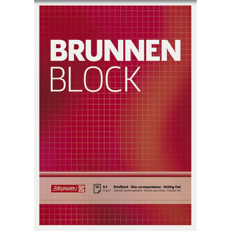 BRUNNEN Briefblock DIN A5, kariert, 50 Blatt