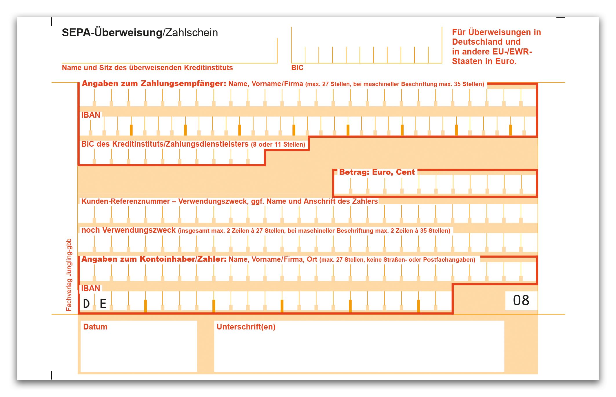 SEPA Überweisung/Zahlschein, 2-fach