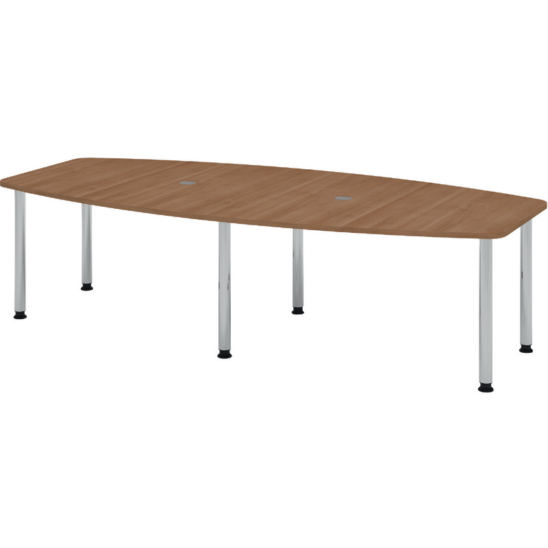 SoldanOffice Besprechungstisch MEETING, 6-Fuß, einfarbig, B x H x T: 2.800  x 720 – 740 x 780 / 1.300 mm - Nussbaum-Dekor
