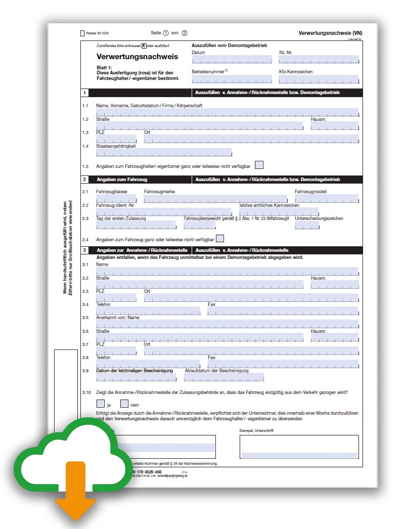 PC Anwendung Verwertungsnachweis, AltautoV, PDF