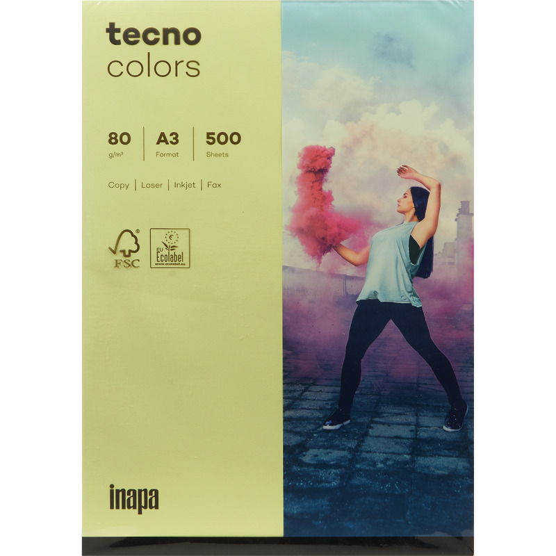 Kopierpapier tecno® colors, DIN A3, 80 g/m², Pack: 500 Blatt - mittelgelb