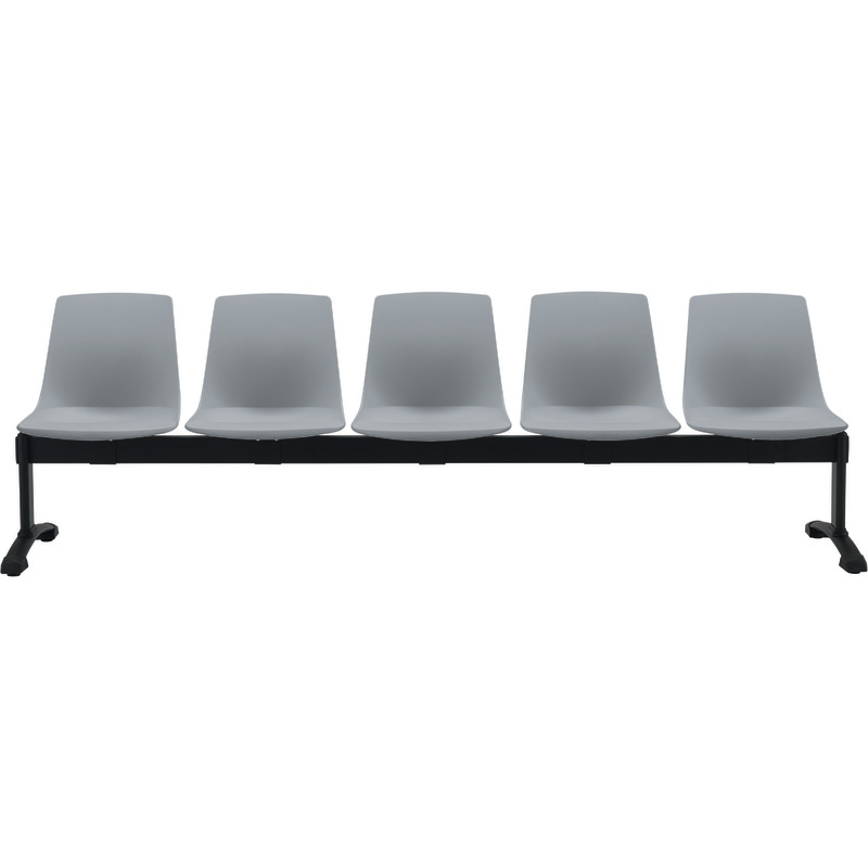 Bisley Traversenbank BLOOM mit Sitzen aus Kunststoff, 5-Sitzer - perlgrau
