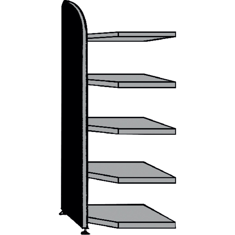 Regaleckelement DANTE, 5 Fachböden / ca. 20 Ordner, B x H: 600 x 1.900 mm - weiß