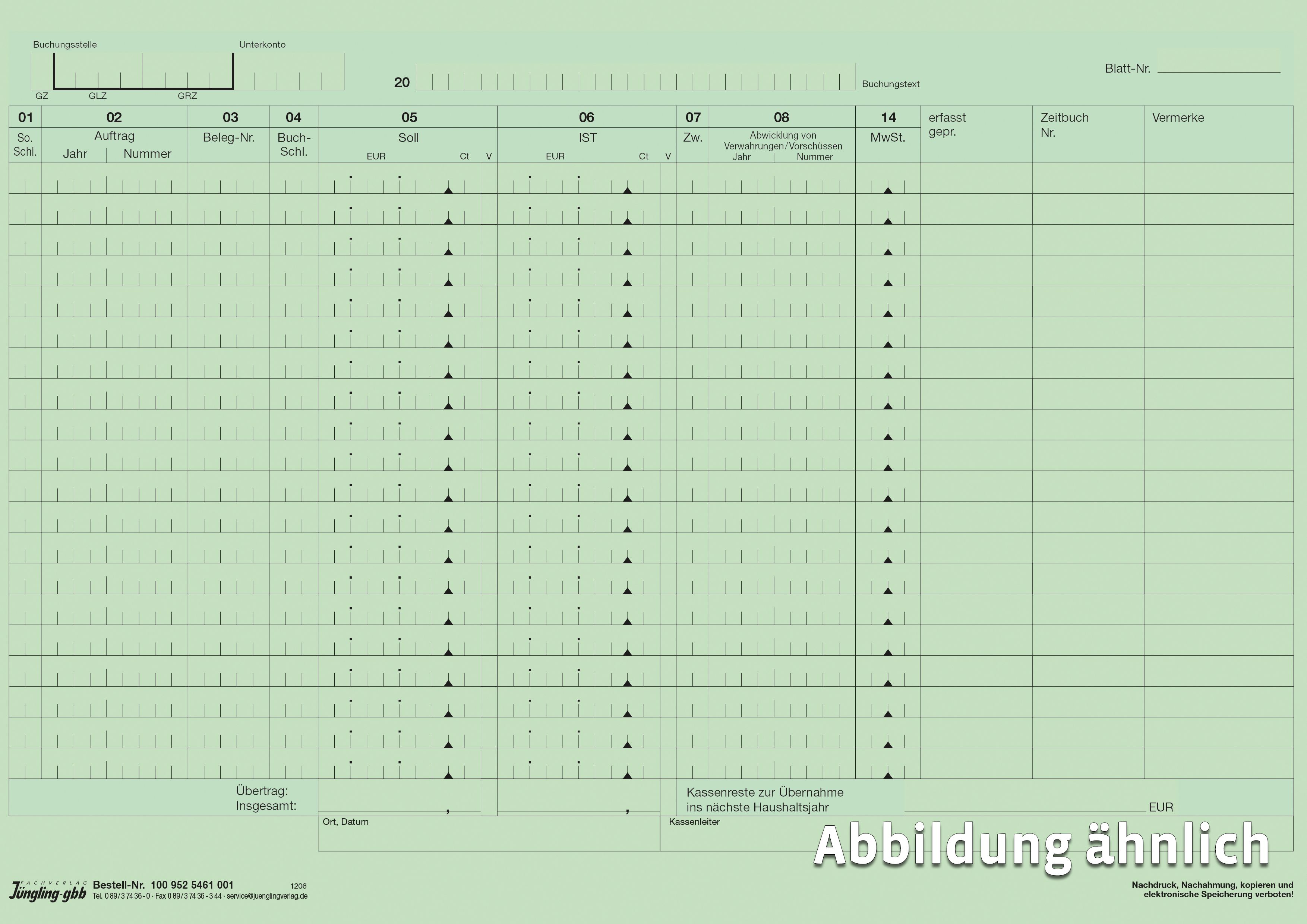 Fortsetzungsblatt, DIN A4, grün