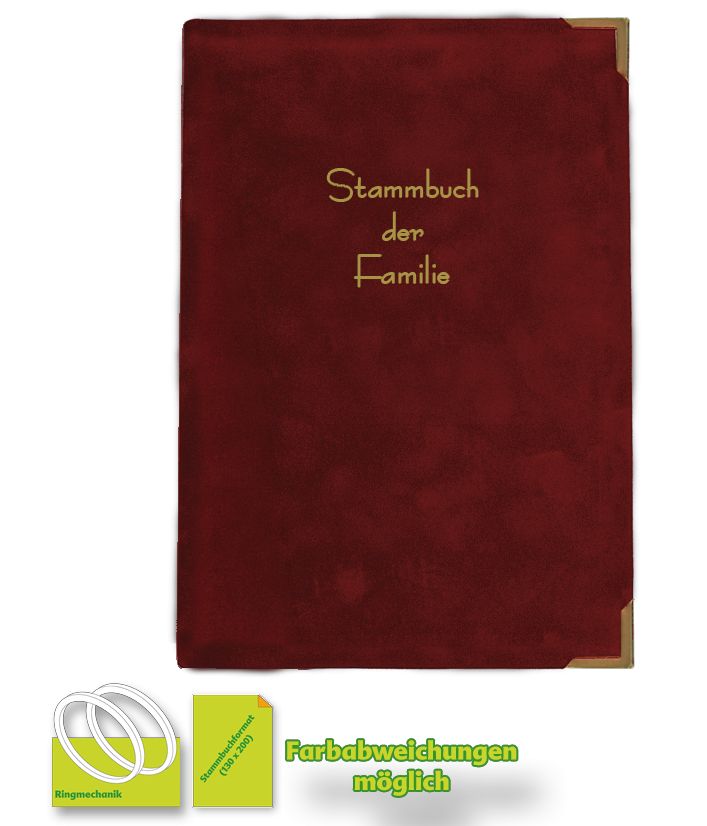 Stammbuch Alcan-Velour burgund mit Ringmechanik