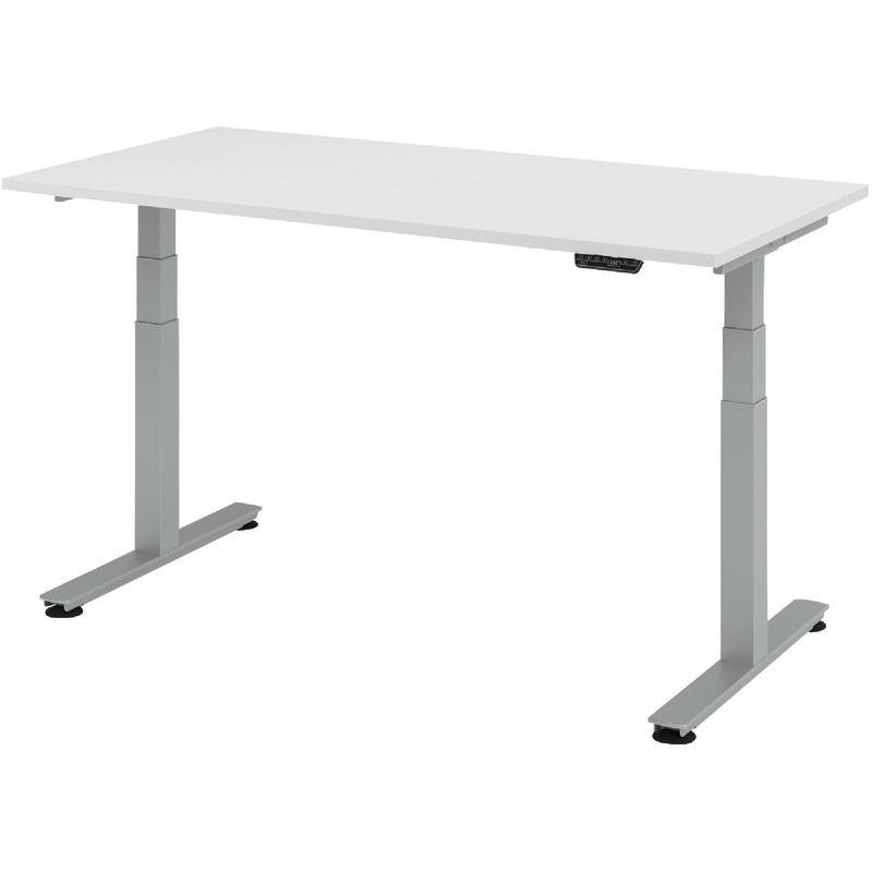 SoldanOffice Schreibtisch, höhenverstellbar,  Ergonomic Aktiv T XDSM, Rechteckform, B x H x T: 1.600 x 635 - 1.285 x 800 mm - weiß