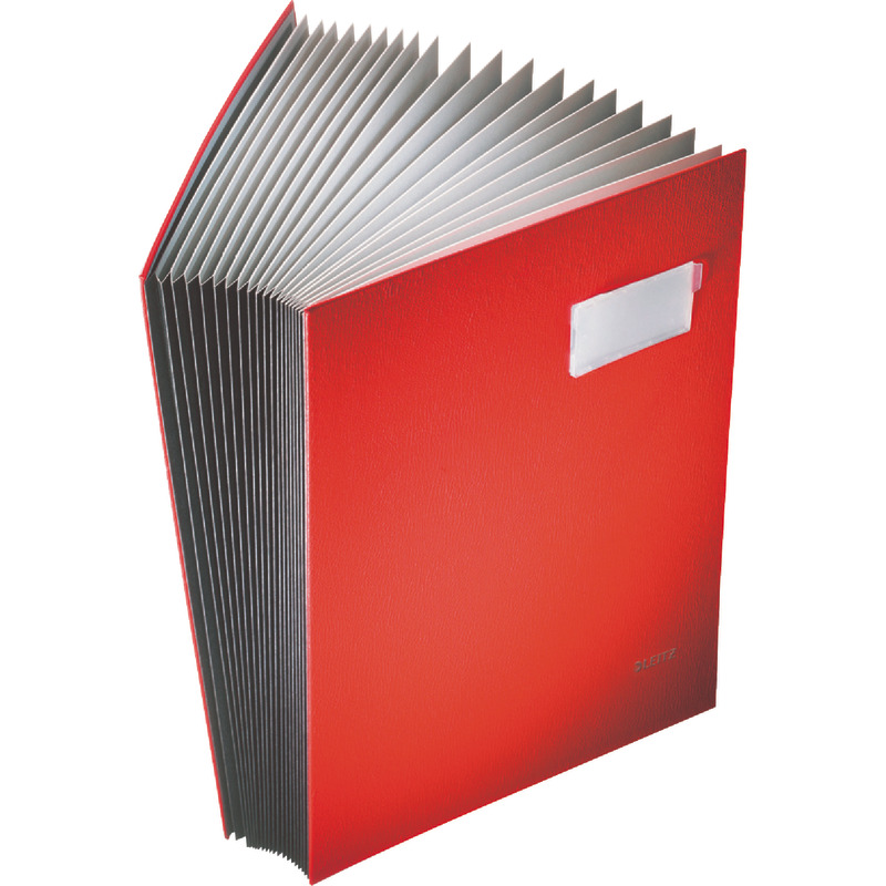 LEITZ Unterschriftenmappe 5700 A4, 20 Fächer, Hartpappe mit Kunststoffbezug - rot