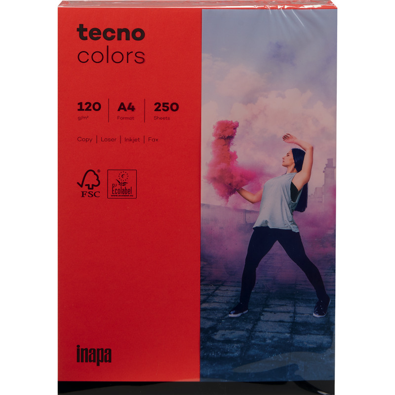 Kopierpapier tecno® colors, DIN A4, 120 g/m², Pack: 250 Blatt - intensivrot