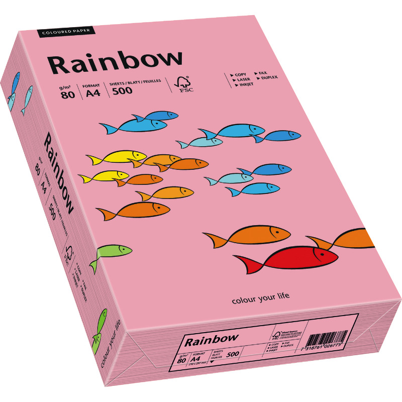 PAPYRUS  Kopierpapier Rainbow COLOURED PAPER, DIN A4, 80 g/m², Pack: 500 Blatt - rosa